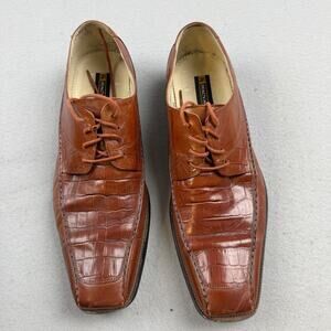 Stacy Adams Valiant 24501 Cognac Croc Print Leather Oxford Shoes Men's 12M Y2K
